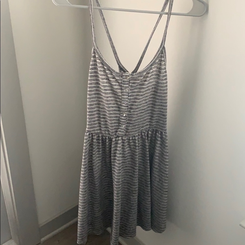 Grey and white stripe babydoll dress